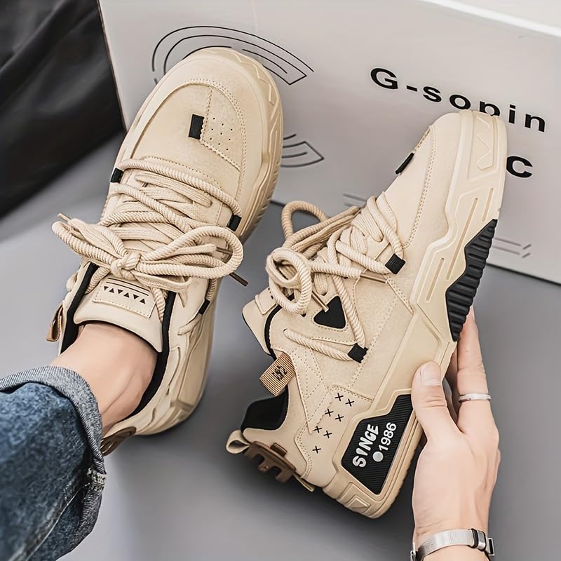 Comfortable Breathable Men's Fashion Skate Sneakers - Non-Slip Lace-Up Shoes with Rubber Sole for All Seasons3