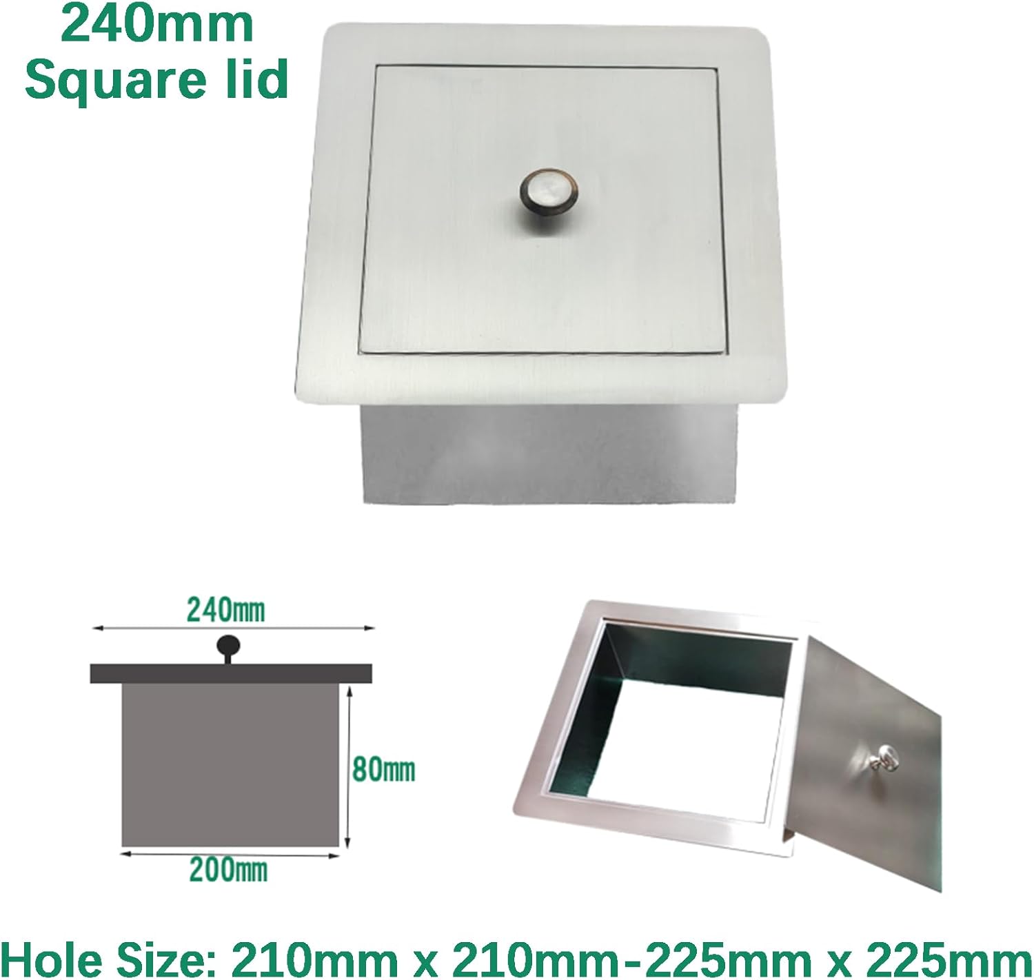 ステンレス製カウンタートップビルトインゴミ箱蓋、キッチン埋め込み式デスクトップゴミ箱カバー、卓上フラッシュゴミ箱、交換用ゴミ箱、28