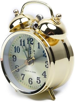 Manual Wind Up Alarm Clock, Horseshoe Mechanical Alarm Clock Manual Wind Up Metal Clock Cute Bell for Bedroom