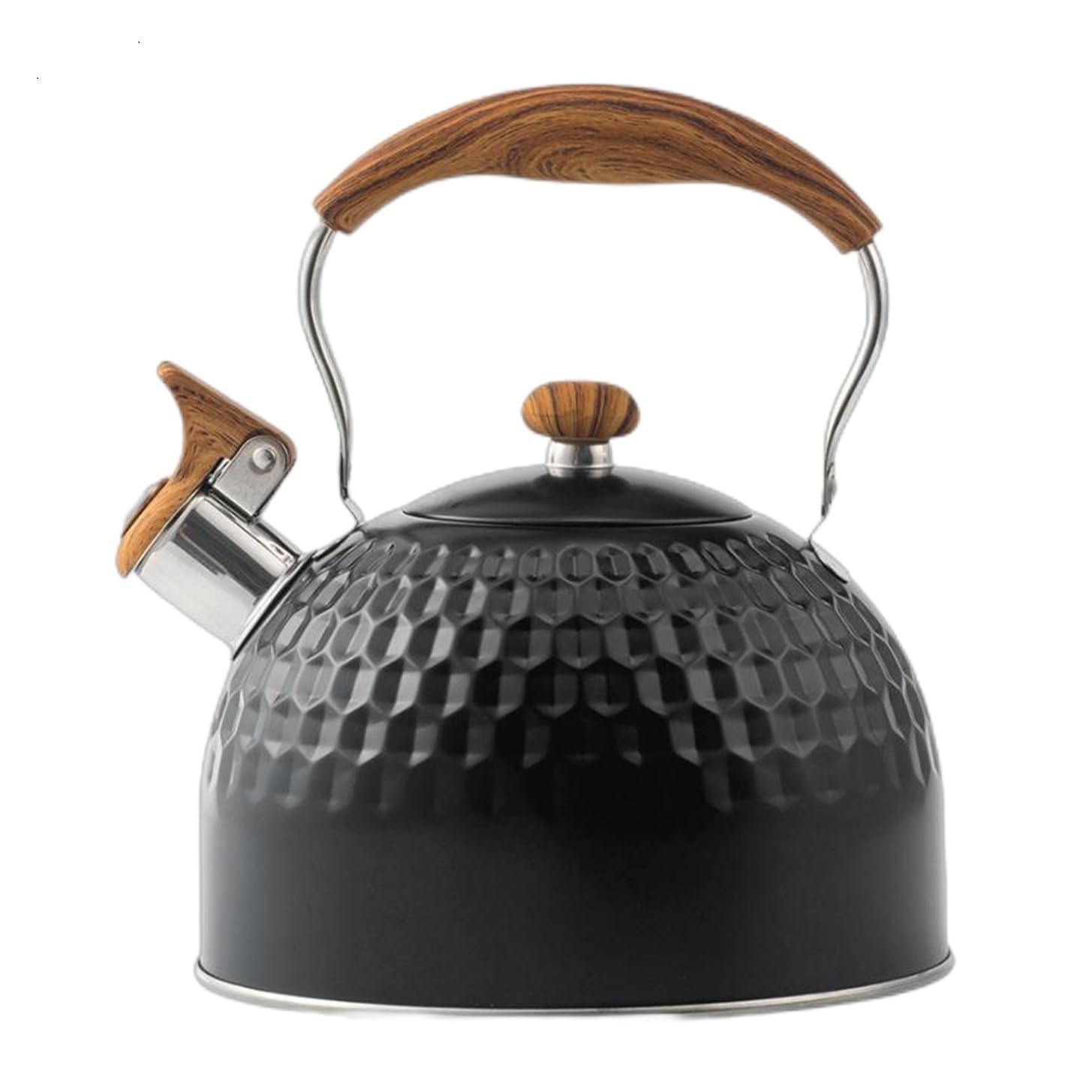 Tetera silbante de acero inoxidable, 2,5 L, color negro