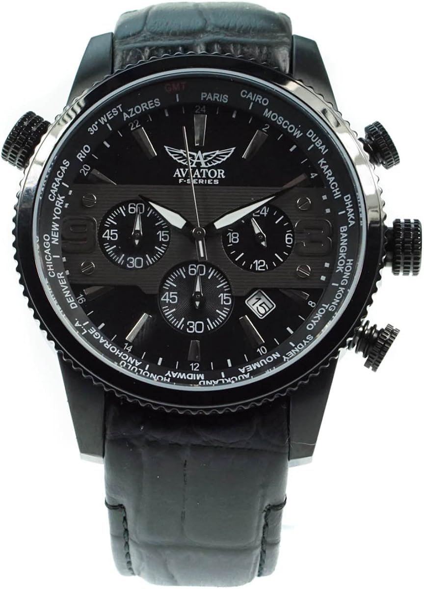 Aviator AVW3952G117 Reloj para Hombre, diseño del Tiempo en el Mundo