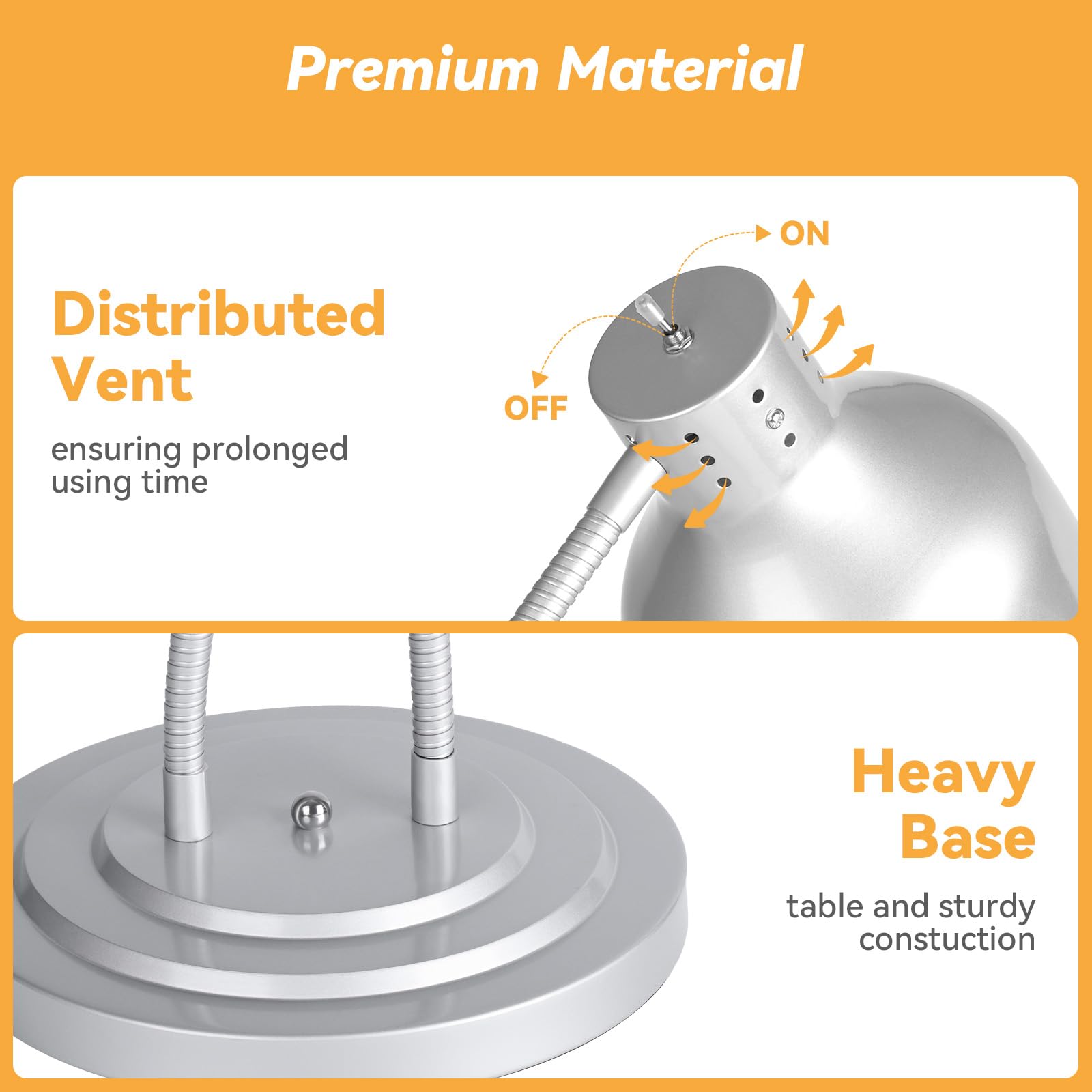 Carivia Food Heat Lamp,500W Commercial Food Warmer Lamp,Adjustable Food Warming Light with 3 Bulbs,2 Head Catering Heating Lamp for Kitchen Cafeteria Restaurant Buffet Parties