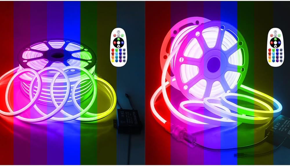 Aclorol RGB Neon Rope Lights 164FT AC 110V130V Neon LED Strip Lights Outdoor