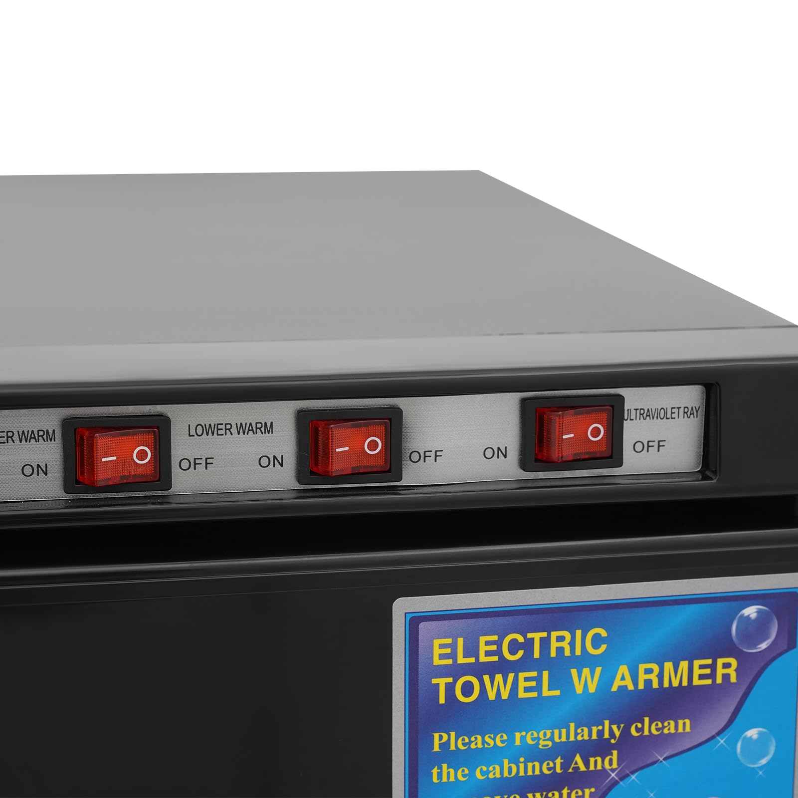 Calentador de toallas de 2 puertas 50 l con esterilizador UV, cosméticos, compresas, calentador de toallas, calentador de toallas, armario para hotel, peluquería, masajes, spas (negro, 2