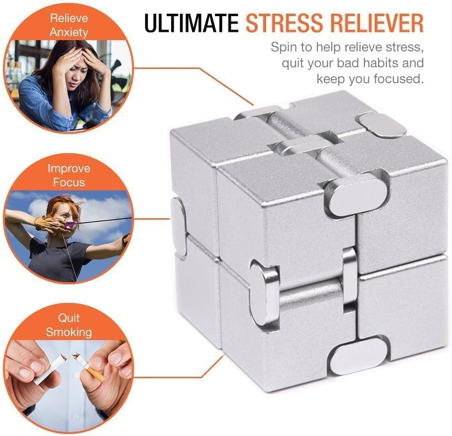 BEHAHAI Fidget Cube New Version Fidget Finger Toys - Metal Infinity Cube Prime for Stress and Anxiety Relief/ADHD, Ultra Durable Sensory Gifts for Adults and Teens Kids. 1