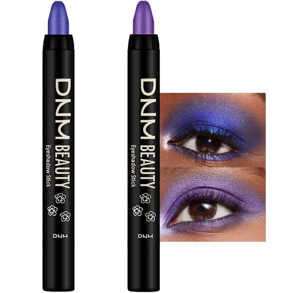 evpct 2Pcs Cream Eyeshadow Sticks Set for Eyes Waterproof, Blue Shimmer & Purple Shimmer Matte Eye shadow Stick Pencil Pen Bulk sombras en crema para