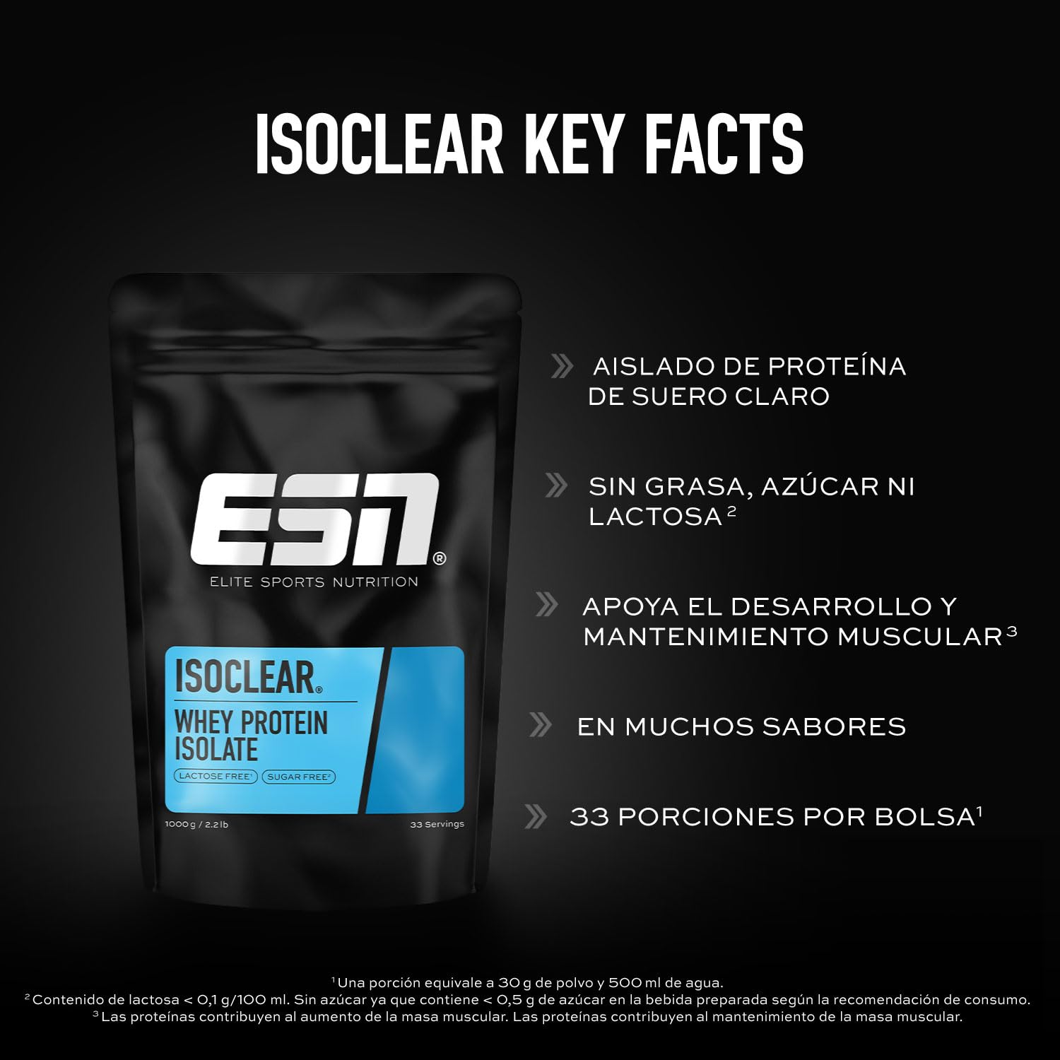 ESN ISOCLEAR Whey Isolate Protein Powder, Té helado con limón, 1000 g, limonada de proteínas con un sabor afrutado y delicioso, suero de leche claro - made in Germany