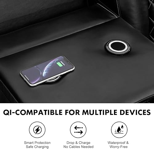 Miniatura 7 de COMHOMA Power Living Room Furniture Sets,Electric Recliner Chair with LED Light,Sectional Sofa Loveseat with Wireless Charging,Spacious Storage, Cup