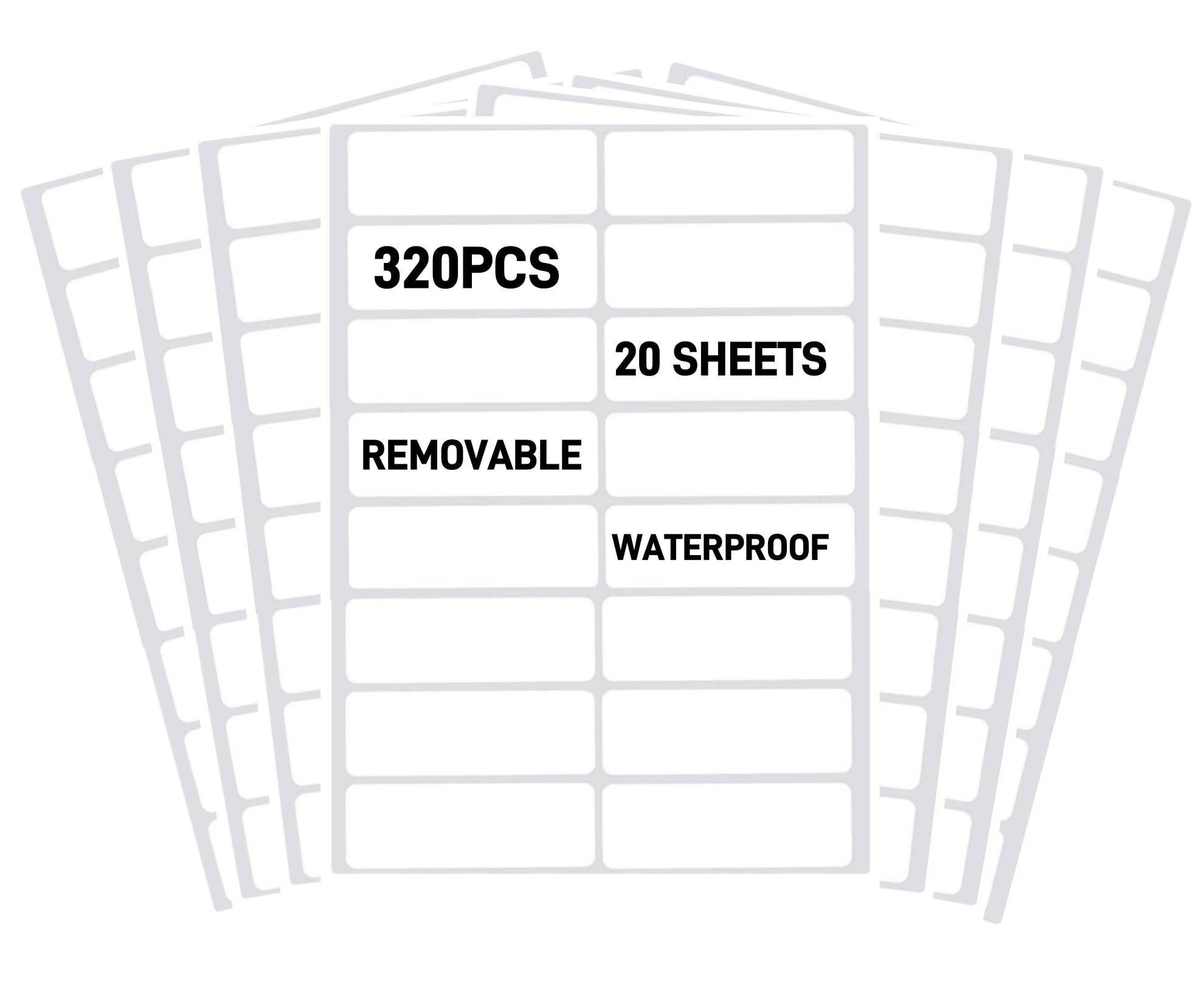 Removable Waterproof Labels for Bottles -320PCS 0.62 x 2.35 inch Organizing Name Labels for Food Containers Blank Nametags for Jars File Folders Small Storage Bin. Only Handwrite