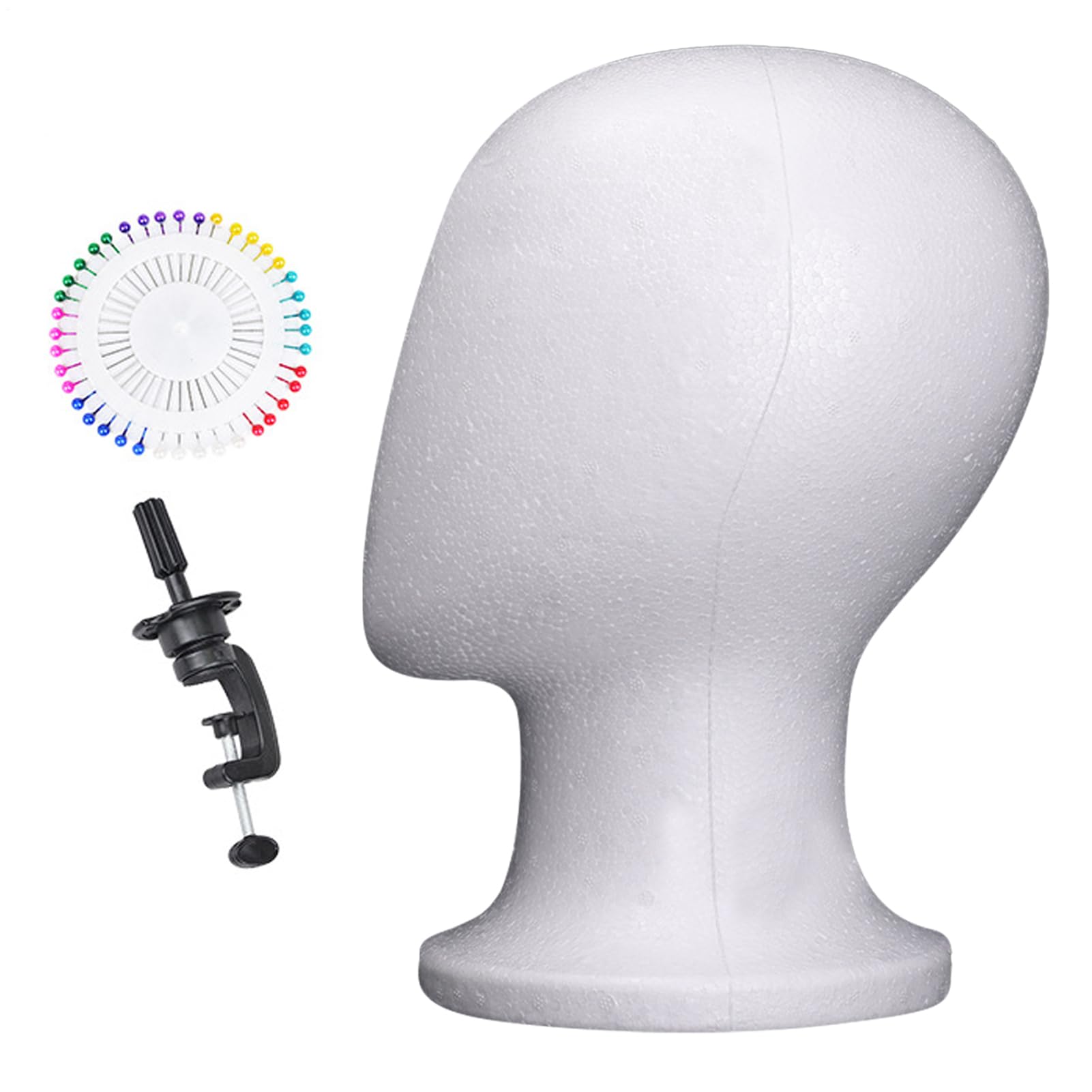 Testa di Modello Polistirolo Testa Parrucca Stand Con Supporto Da Tavolo Manichino Testa Espositore Espositore Per Capelli, Occhiali E Cappelli 28 X 16,5 Cm