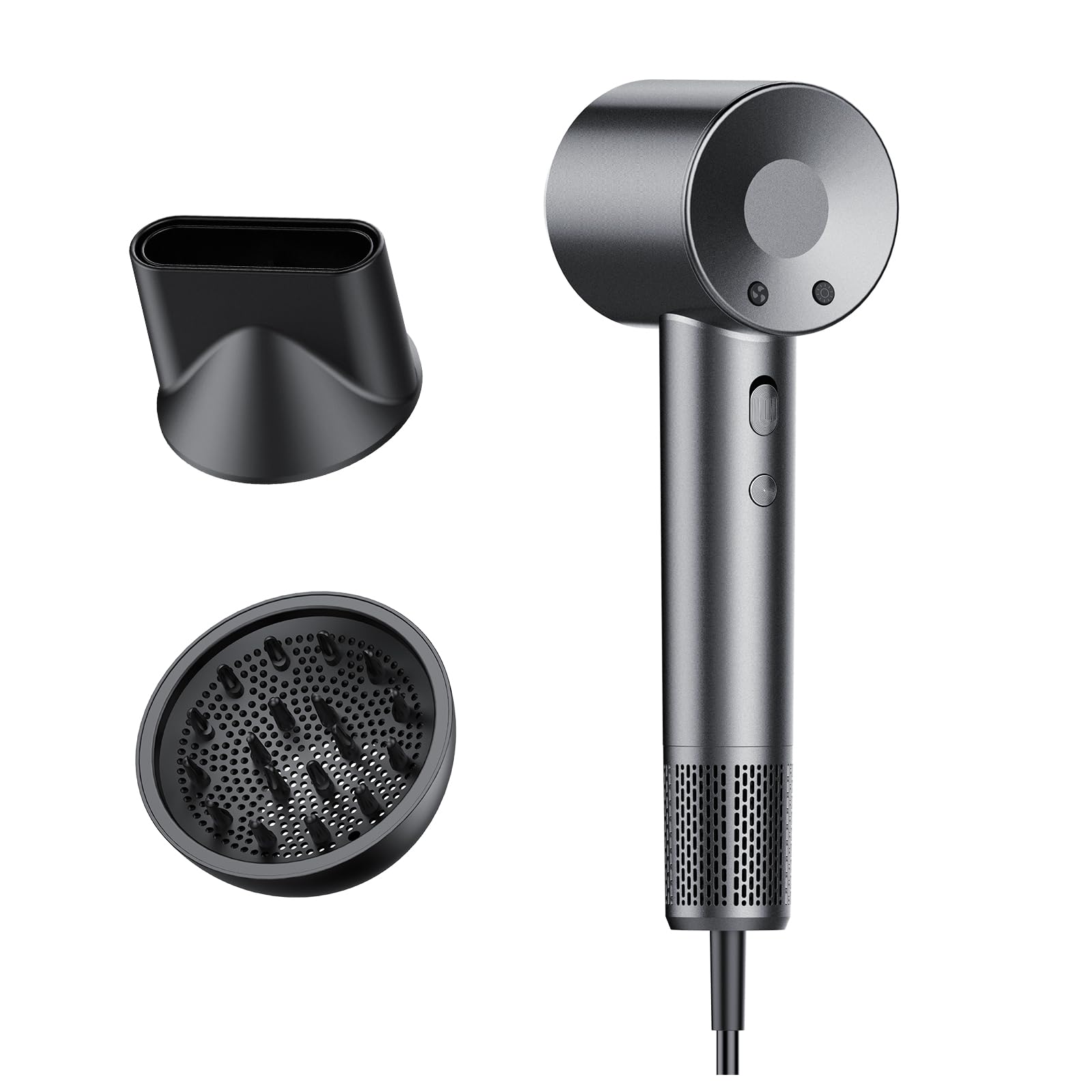 Sèche Cheveux Professionnel Portable 160 000 tr/min Seche Cheveux Ionique avec 5 Milliards d'Ions Négatifs 4 Températures & 3 Vitesses, Faible Bruit Diffuseur Magnétique et Buse Inclus