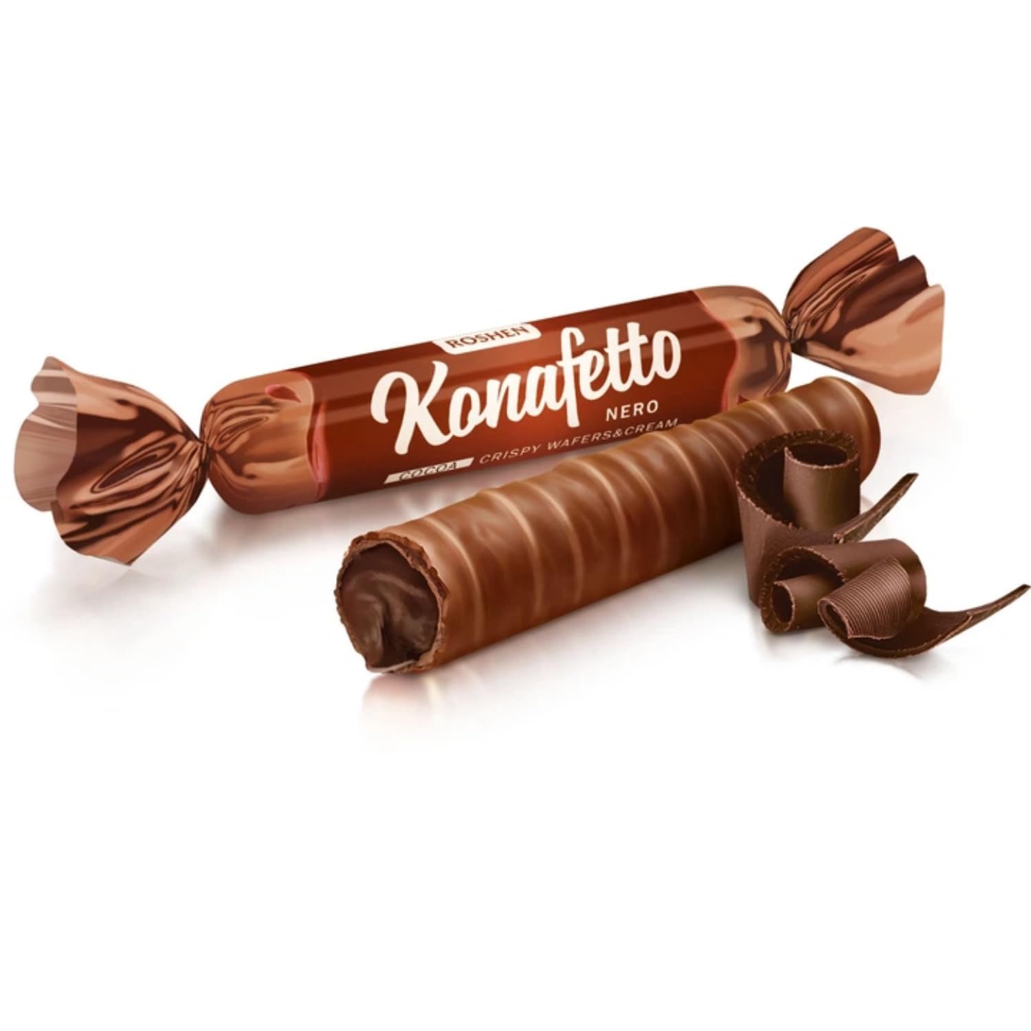 ROSHEN Konafetto (COCOA) Glazed Chocolate Candy Rolled – 1kg Family Value Pack By COUGAR – Eid Special, Crispy Rolled Wafers with Soft Creamy Filling, Chocolate Coated Crunchy Wafer Rolls, Imported European Snack for Sharing, Gifting, Parties, Office Treats & Dessert Platters – (IMPORTED - UKRAINE)