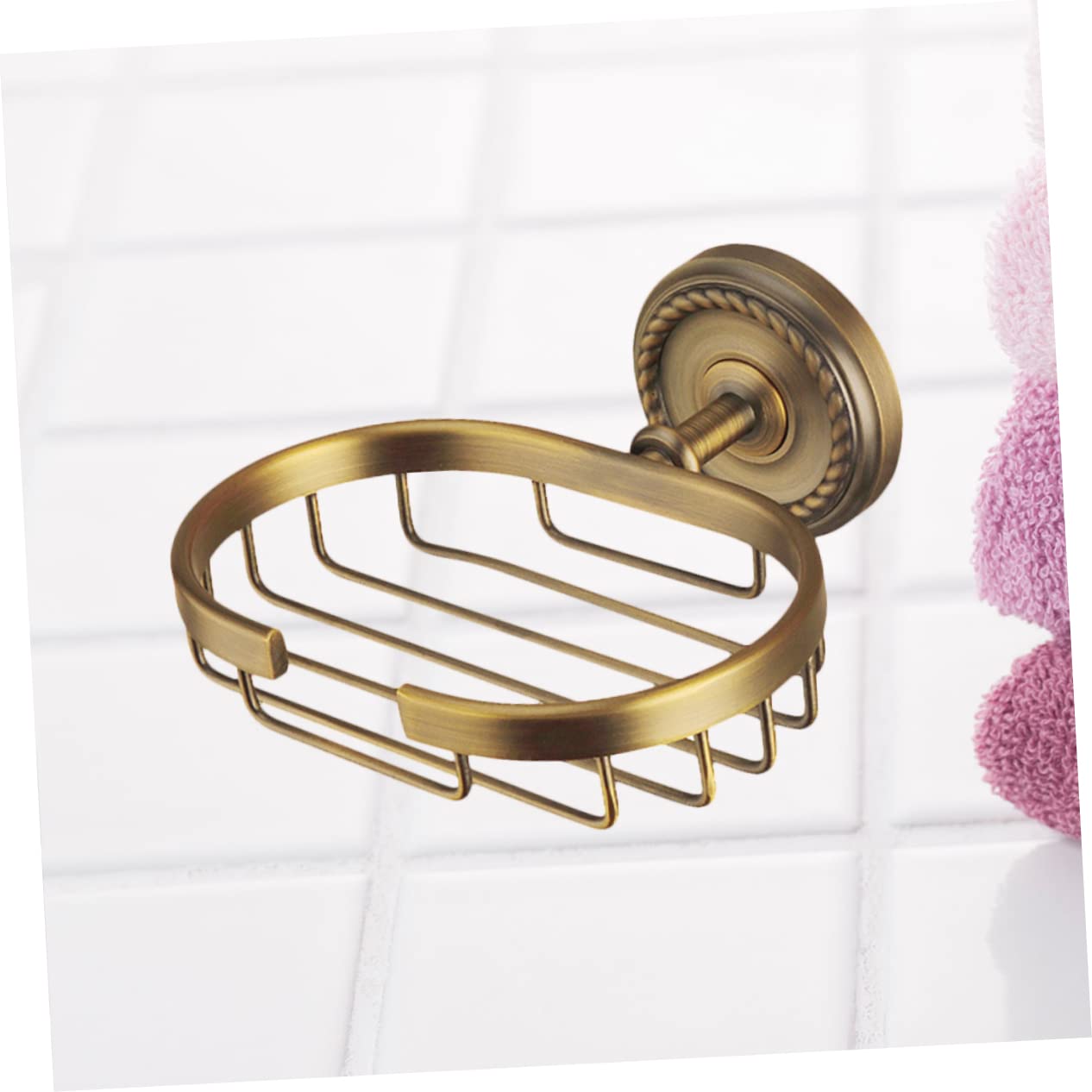 Portasapone da Parete in Ottone Oro Design a Rete e Viti Nascoste