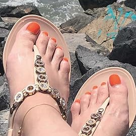 Outyua Orange Square Fake Toenails Solid Matte Press on Toe Nails Short Acrylic False Toes Nails Artificial Beach Full Cover Toenail for Women 24 Pcs (Orange)