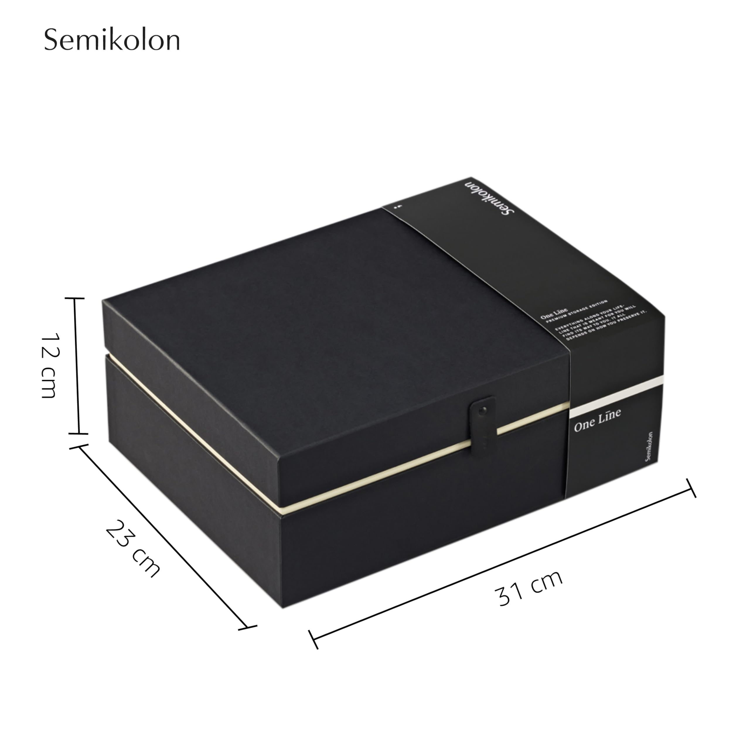 Semikolon 373050 Premium Aufbewahrungsbox One Line Edition - Geschenkbox Large 31 x 23 x 12 cm - Black