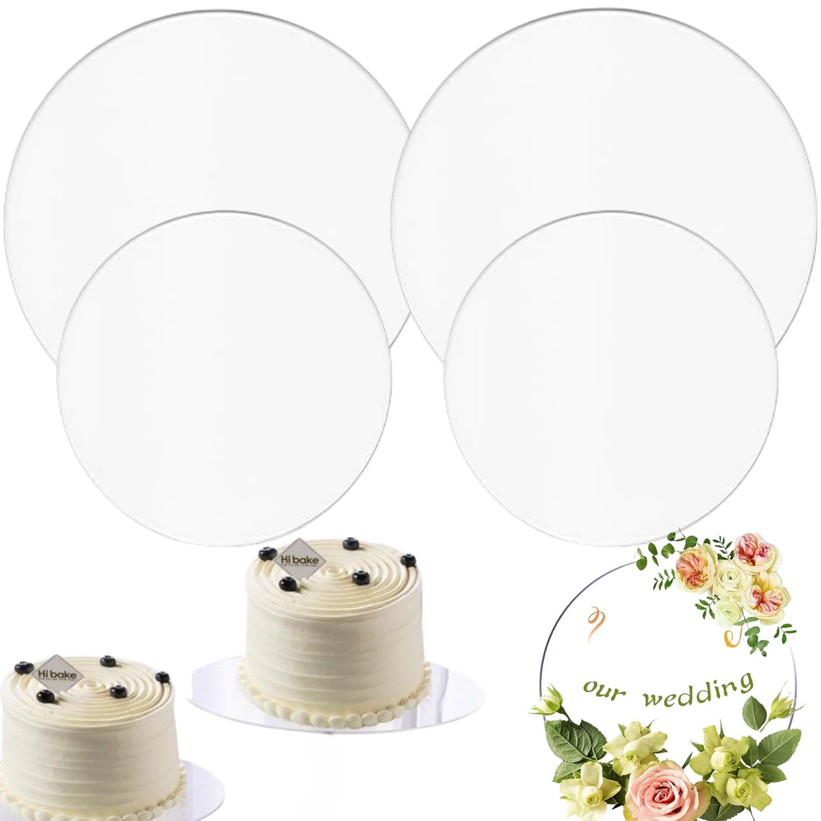 ZDL Cake Stand, Reusable Cake Stand, Transparent Cake Base, Cake Plate, Acrylic Cake Plate, Round Acrylic Cake Board, Cake Plate for Cakes and Cakes