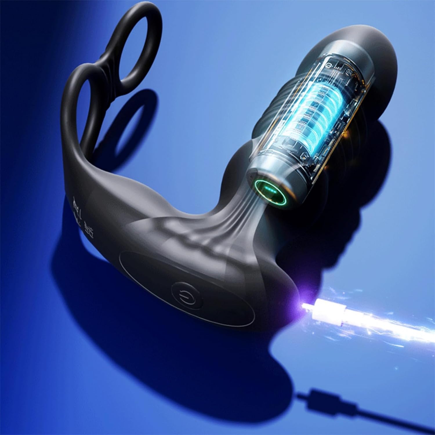 4 in 1 Prostate Massager Anal Vibrator with 9 Vibrating & 9 Thrusting Modes, Vibrating Prostate Butt Plug Balck Adult Sex Toy with 2 Cock Rings