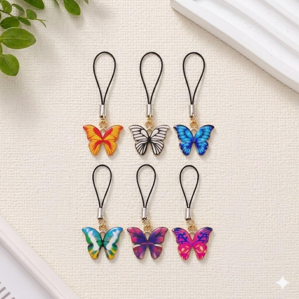 Mobile Phone Charm Strap Hanger Lanyard with Lobster Clasp for DIY Charms, Keychains & Accessories (Butterfly)-image-30