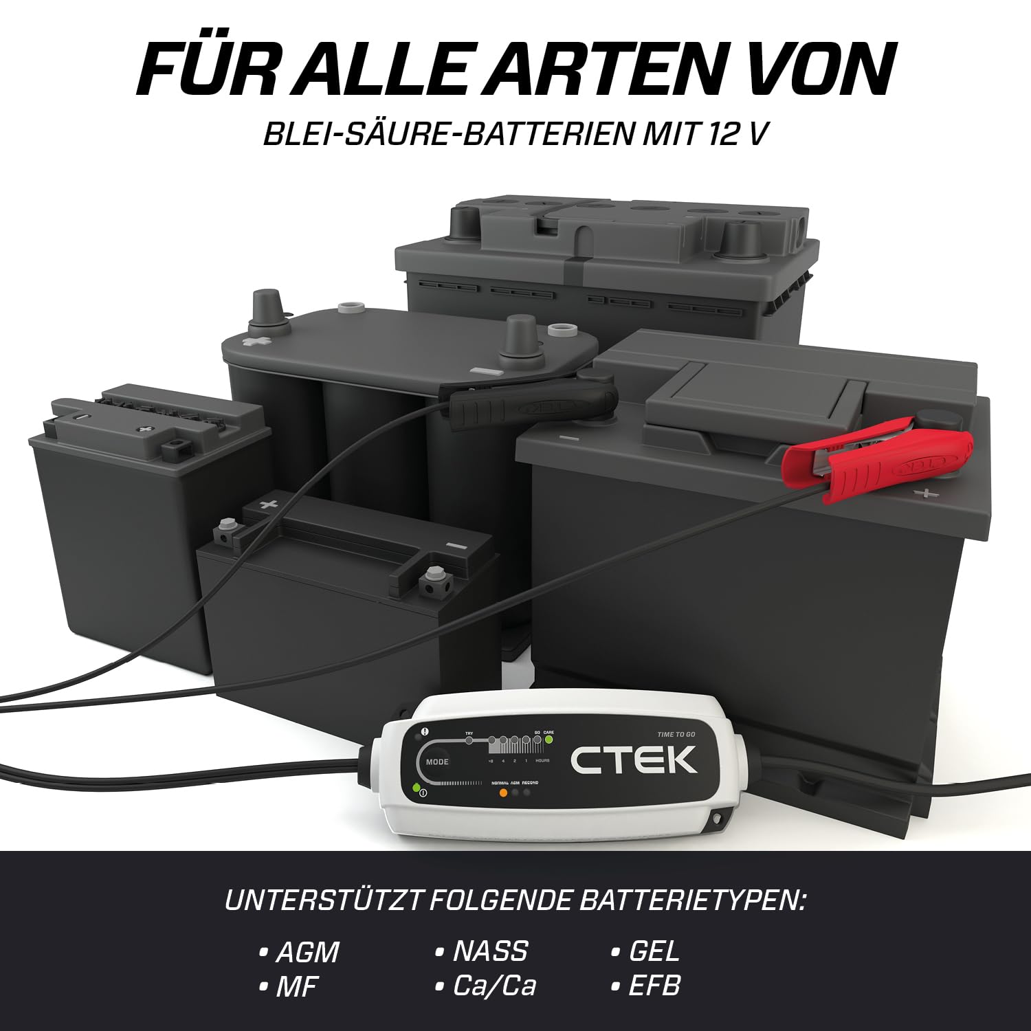 CTEK CT5 Time to Go, Batterieladegerät 12V, Batteriepfleger Mit Countdown-Funktion, Startanzeige, Eingebaute Temperaturkompensation, Entsulfatierungsprogramm, Rekonditionierungsmodus Und AGM-Option