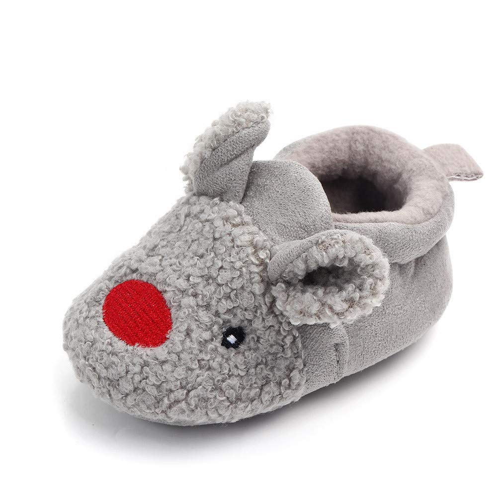 Enteer Infant Boys' Winter Slippers Newborn Warm Crib Shoes Squirrel Grey US 3