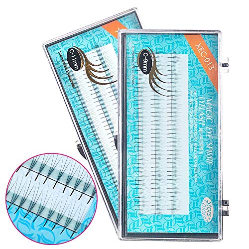2 Tray Volume Lashes Extension Grafting Individual Eyelashes Extension 3D Fake Lashes Soft For Makeup Beauty Cosmetic C Curl (9mm + 11mm)