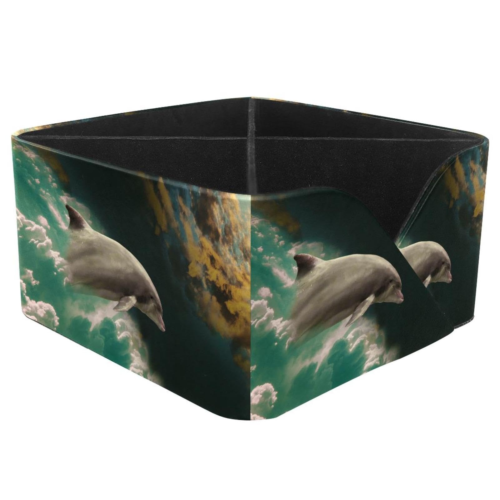 KengjuTesu Dolphin Desktop Organizer Pen Holder, Rectangular Pencil Cup for Office, Study and Makeup Stations