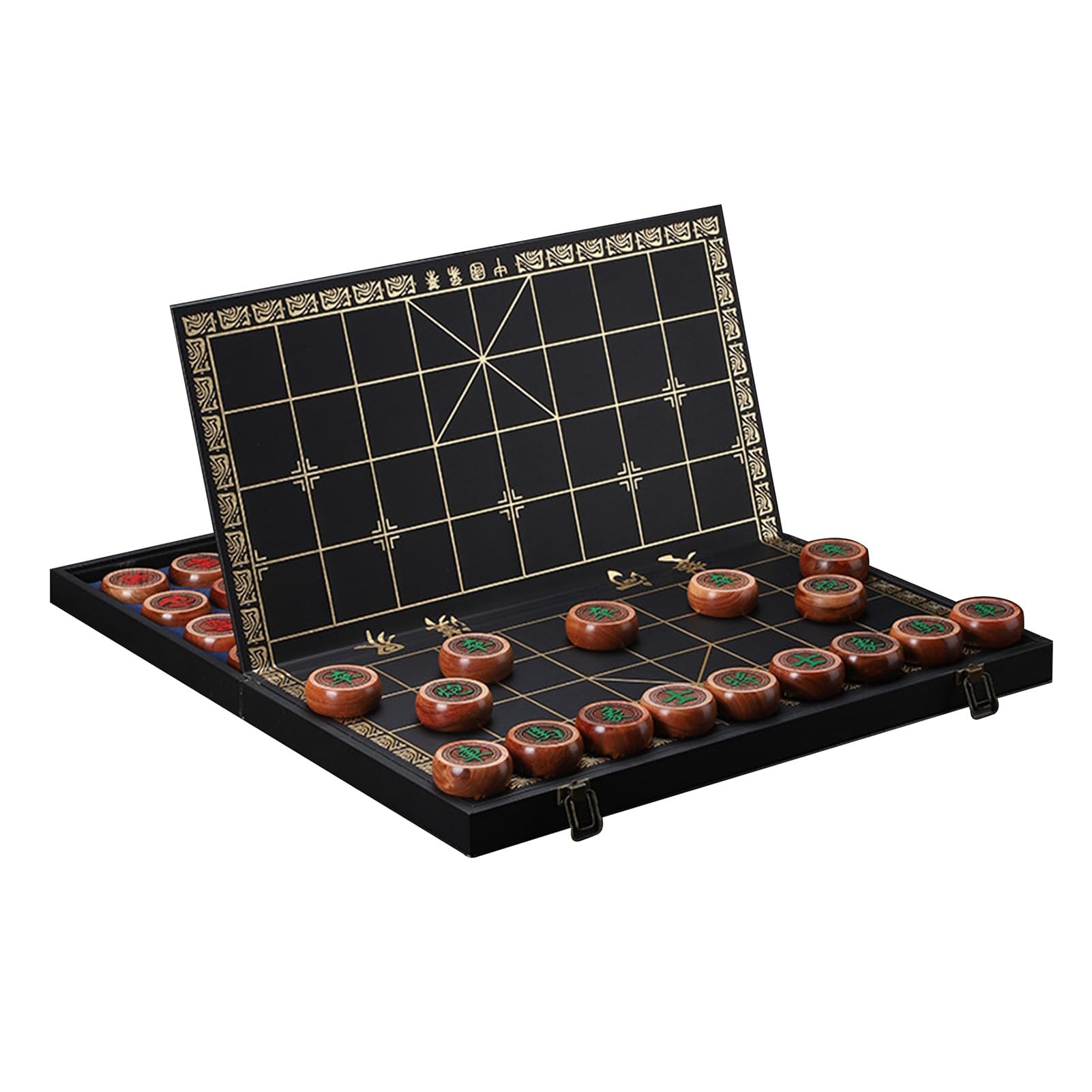 Set di scacchi cinesi con pezzi in palissandro e scacchiera pieghevole Giochi da tavolo di strategia for 2 giocatori Set di giochi da tavolo da viaggio(5.8cm/2.3in)