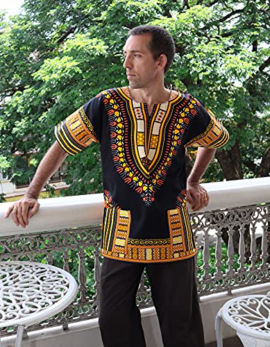 RaanPahMuang Unisex African Bright Dashiki Cotton Shirt Variety Colors2