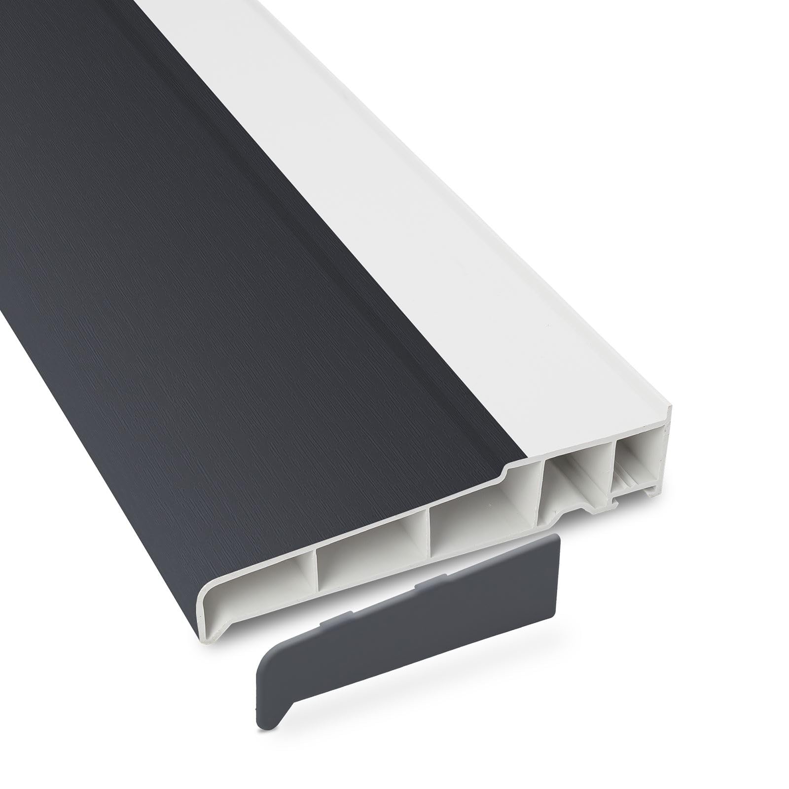 Truly Pvc Limited Anthracite Grey / White 150Mm Profile 22 Window Sill (With End Caps) - Anthracite Grey/White, 2M