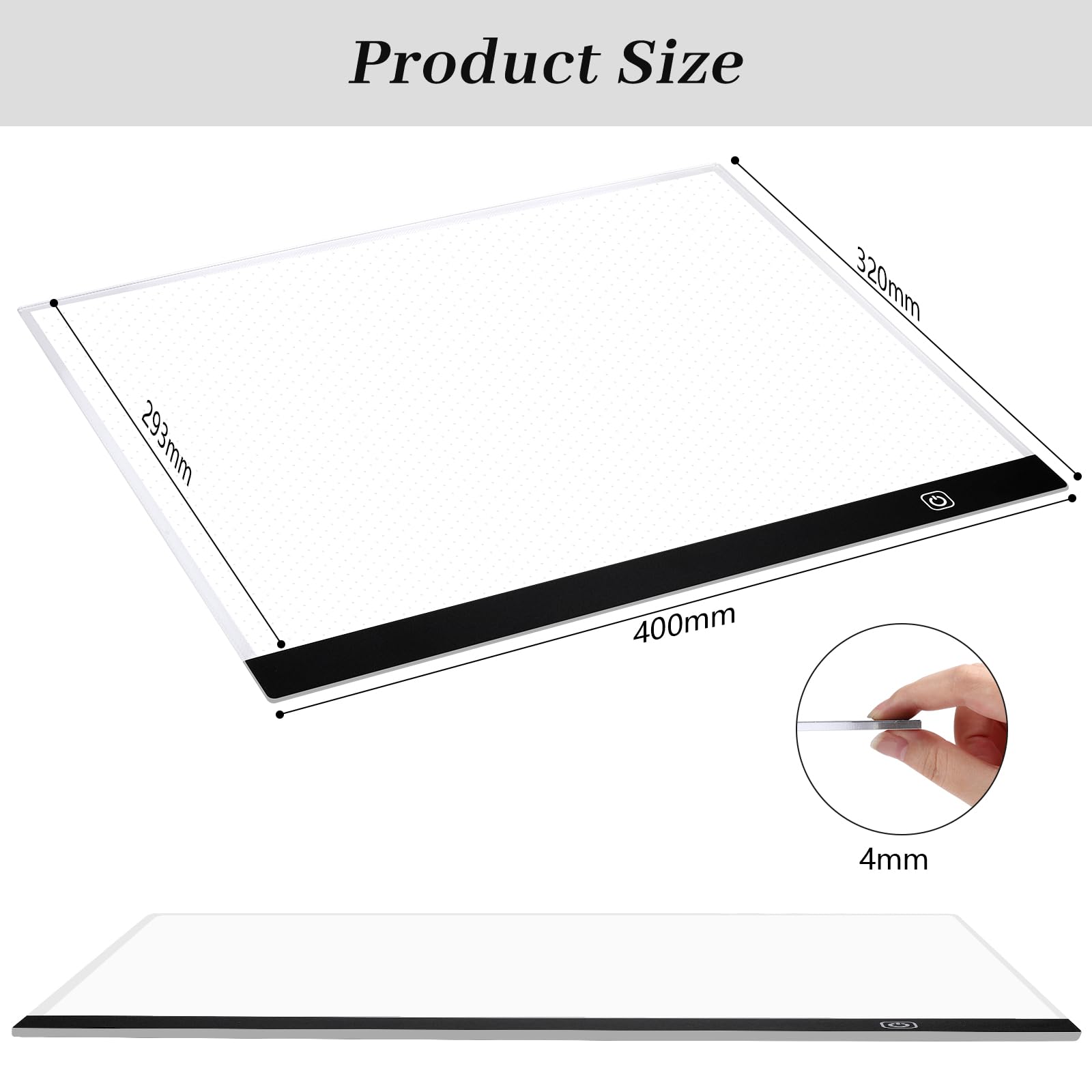 Lanvixo Tablette Lumineuse A3, LED Table Lumineuse Dessin pour Diamond Painting Tableau Lumineux Ultra Mince 4MM Luminosité Réglable, Planche à Dessin avec Câble USB per Esquisse Animazione Conception