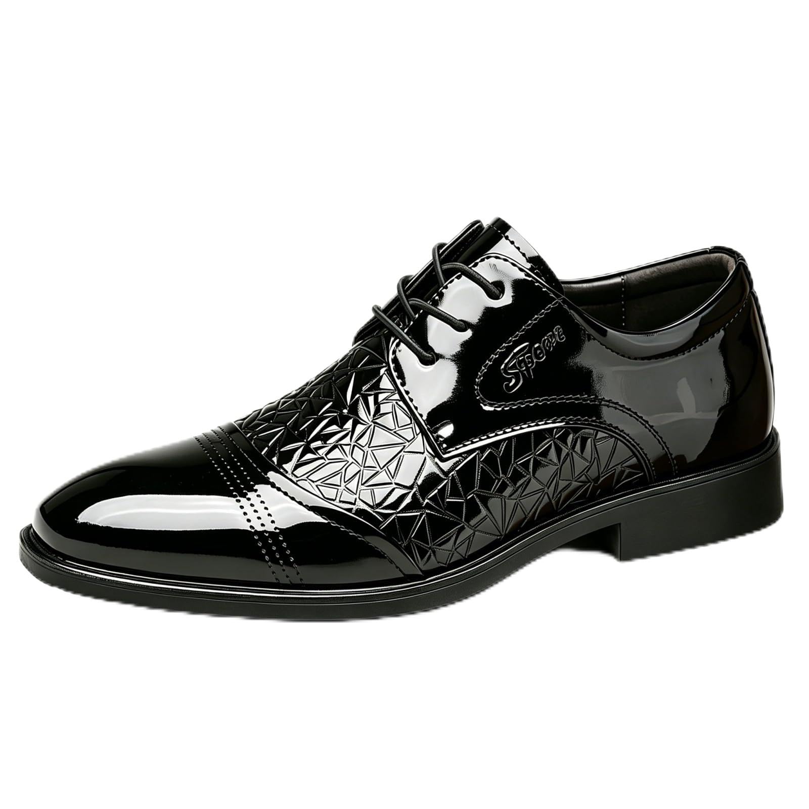 Scarpe Eleganti Uomo Classiche Scarpe Oxford in Pelle Verniciata Stringate per Matrimoni E Affari