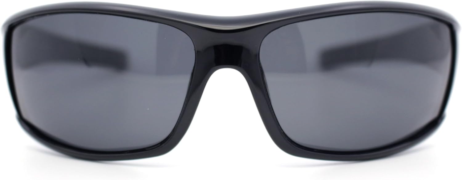 SA106 Mens Polarized Biker Wrap Around Plastic Rectangle Sport Sunglasses - Image 4