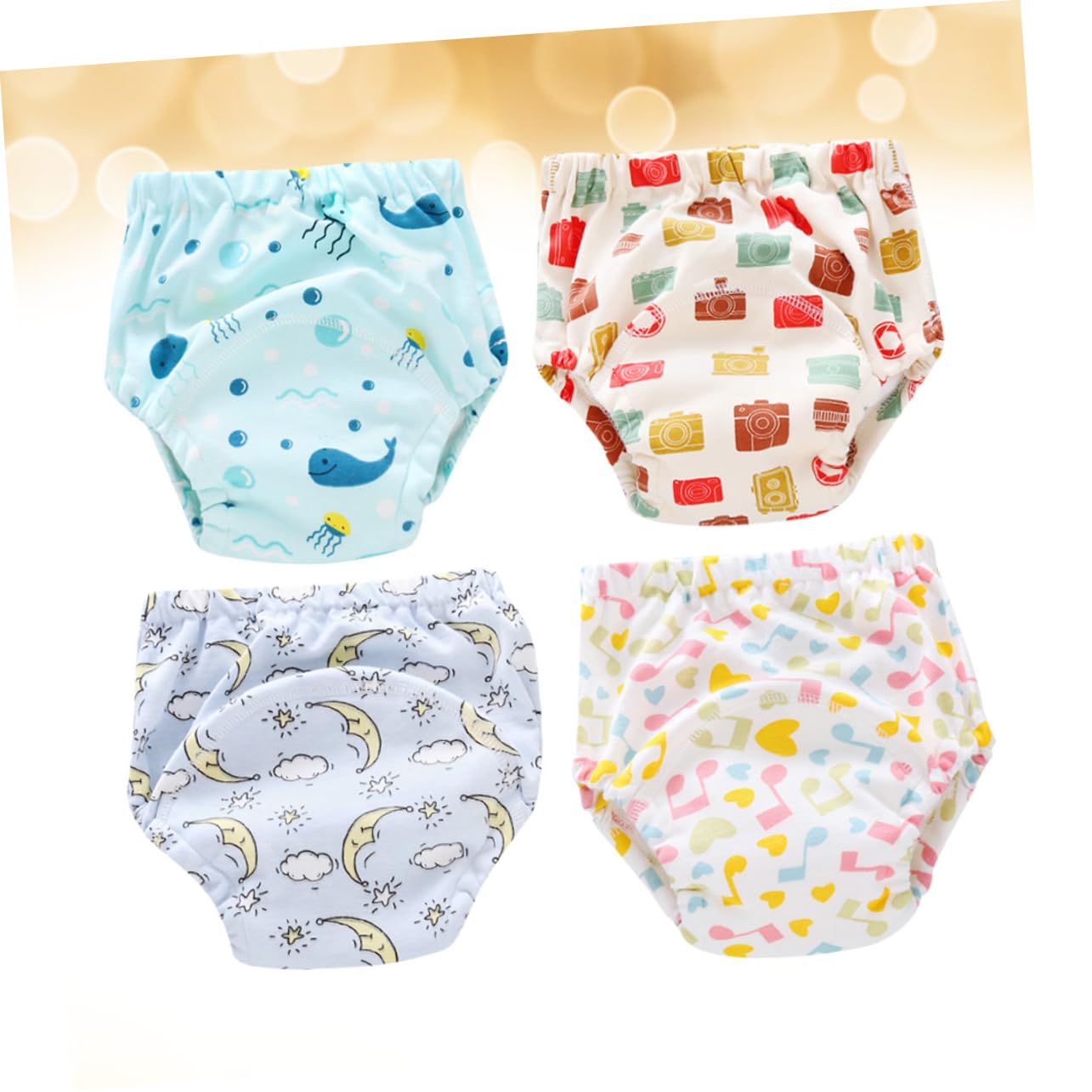 TOYANDONA 4piezas Pantalones De Entrenamiento Para Bebés Pañales Lavables De Gasa Transpirables Para Aprender Usar El Baño Paquete De Unidades Diferentes Estampados