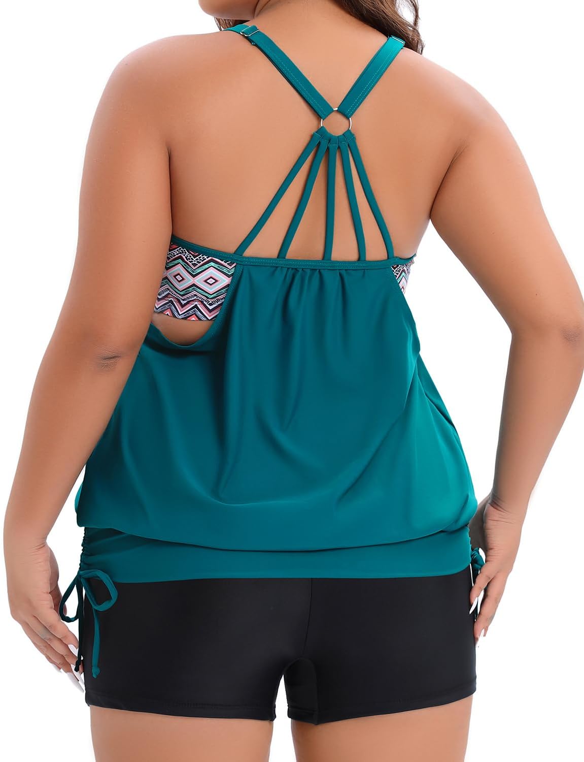 Holipick Green Plus Size Tankini Swimsuits for Women Two Piece Tummy Control Bathing Suit Blouson Tankini Top with Shorts 18W - Image 5