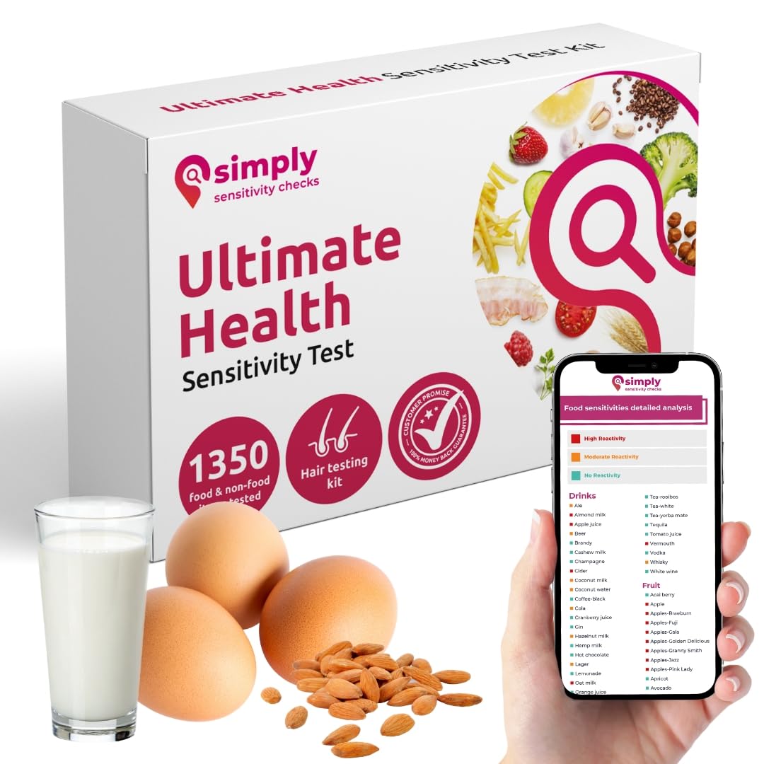 Simply Sensitivity Checks 1350+ Items Ultimate at Home Food Sensitivity Test Kit for Adults – Accurate Hair Strand Test for Gut Health, Digestion, Additives, Vitamins – Results in 3-5 Days