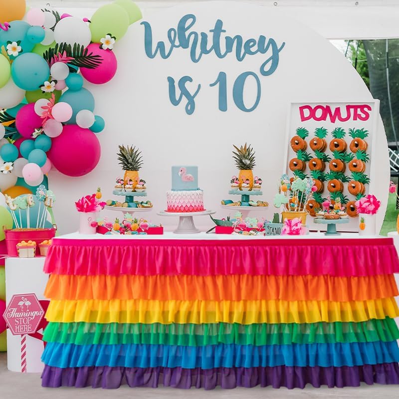 Miniatura 6 de Jevix Falda de mesa (9 pies, arcoíris brillante)