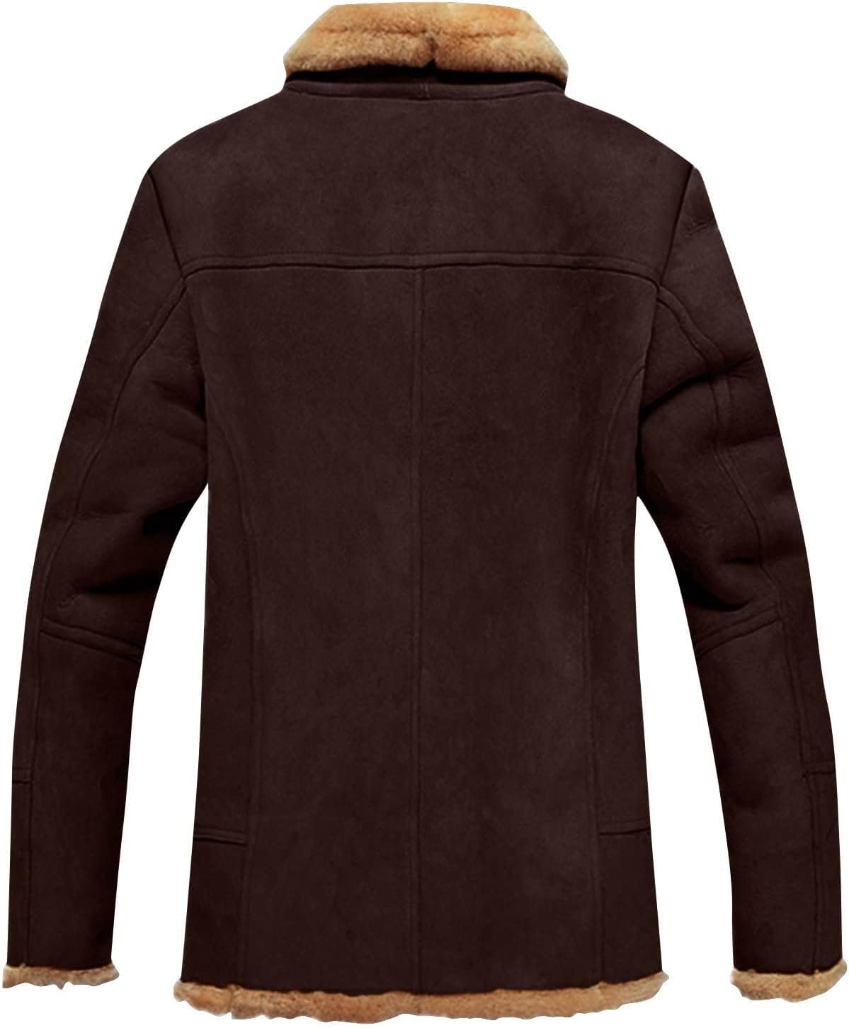 Men's Coats Trench Coat Sherpa Shearling Jacket Faux Fur Fleece Peacoat Thicken Warm Casual Overcoat with Pockets