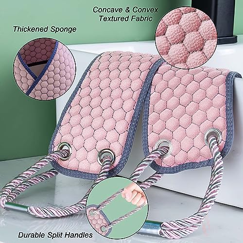 Exfoliating Back Scrubber for Shower, 37 Inches Back Washer with Handles, Exfoliating Washcloth Body Exfoliator Bath Tool to Scrub Your Body Deeply for Men & Women Exfoliation (Pink) - Image 2