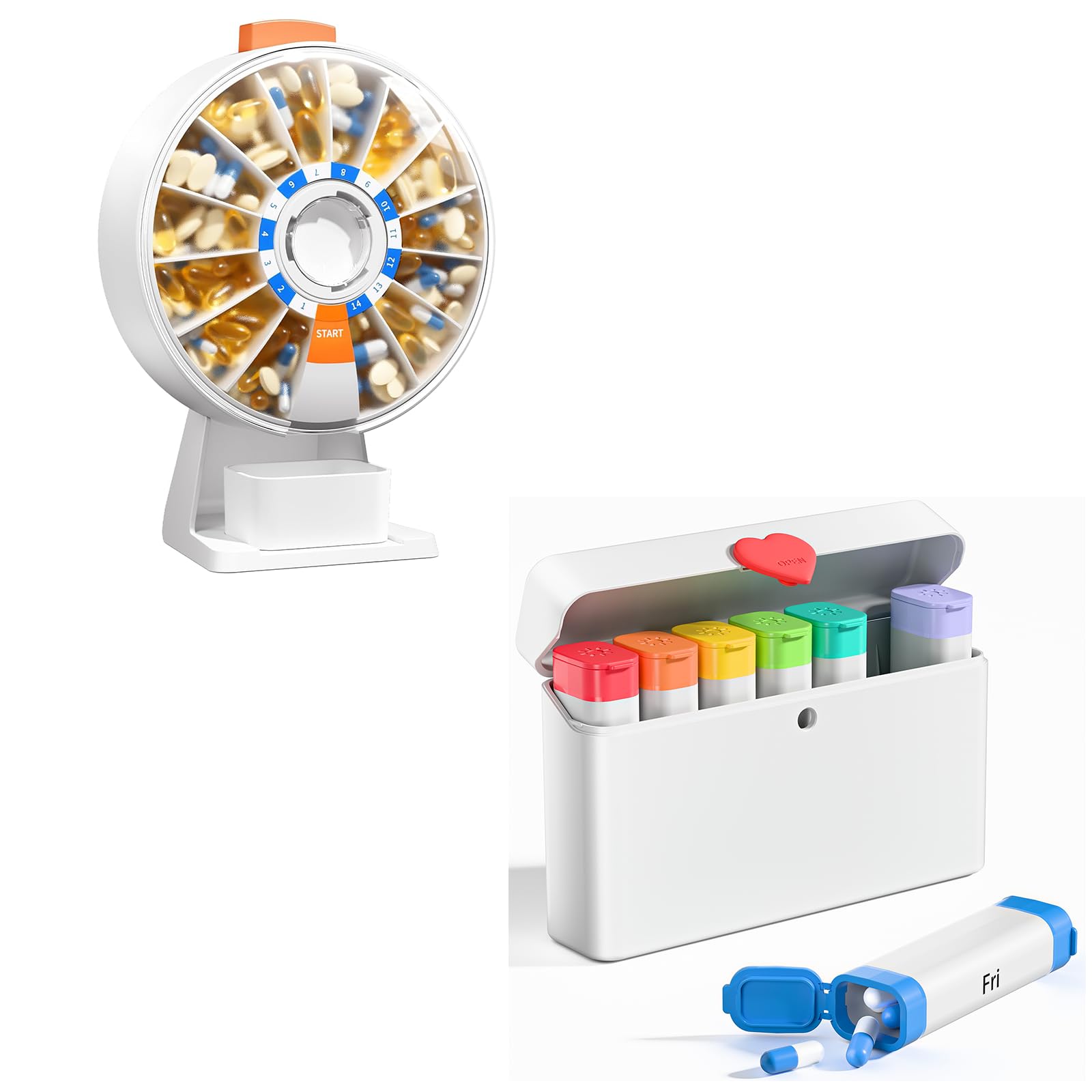 Daily Pill Dispenser Weekly Pill Organizer 2 Times a Day Cute Pill Organizer with New Design