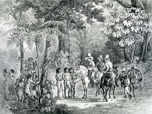 Tableaux peinture sur toile : explorateurs et Indiens par Rugendas 60x90cm