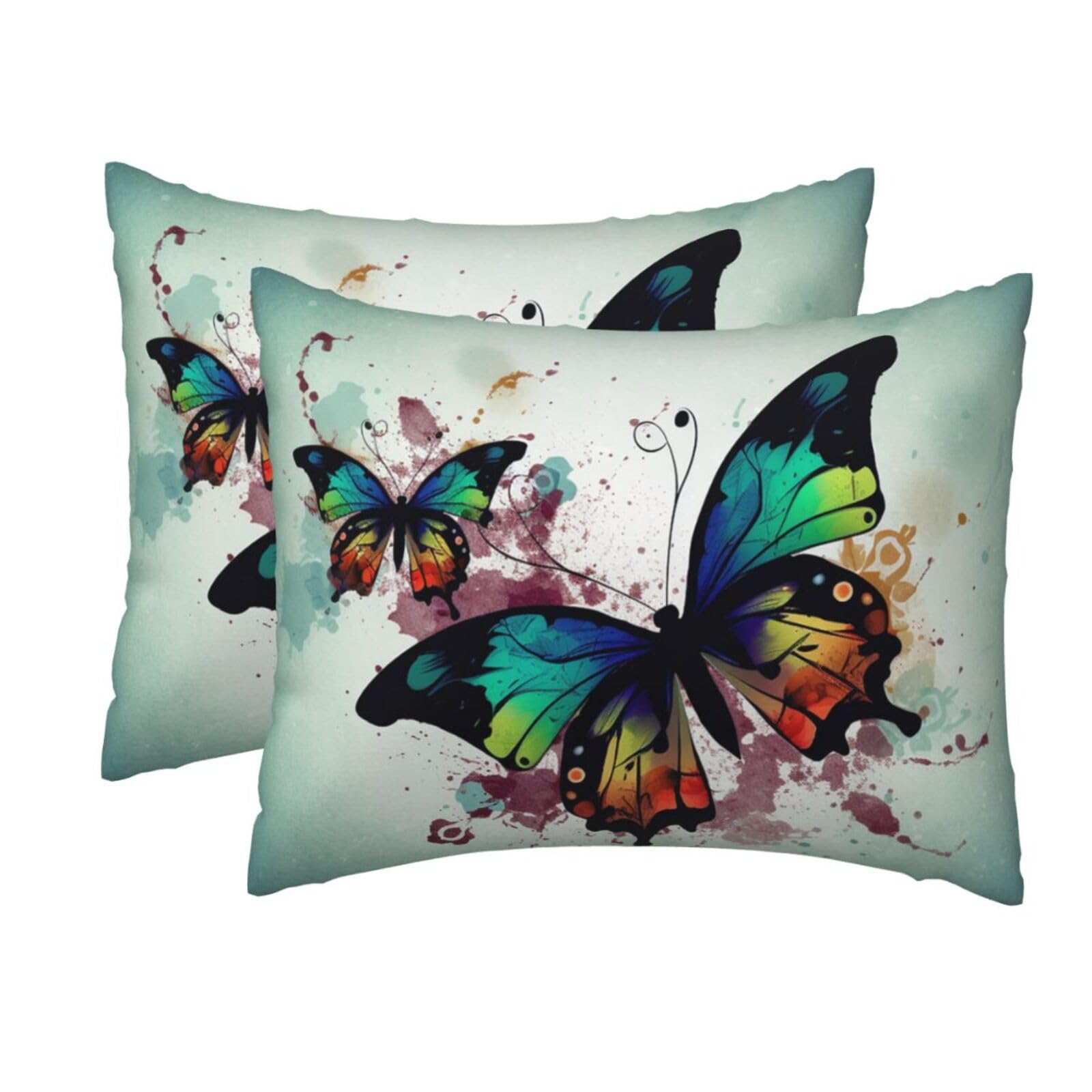 2 Pack Standard Pillow Cases with Hidden Zipper, Soft Breathable Pillow Covers for Hair and Skin, Artistic Butterfly Pillowcases 20"x26" Bed Pillow Protectors Cover for Sleeping Gifts