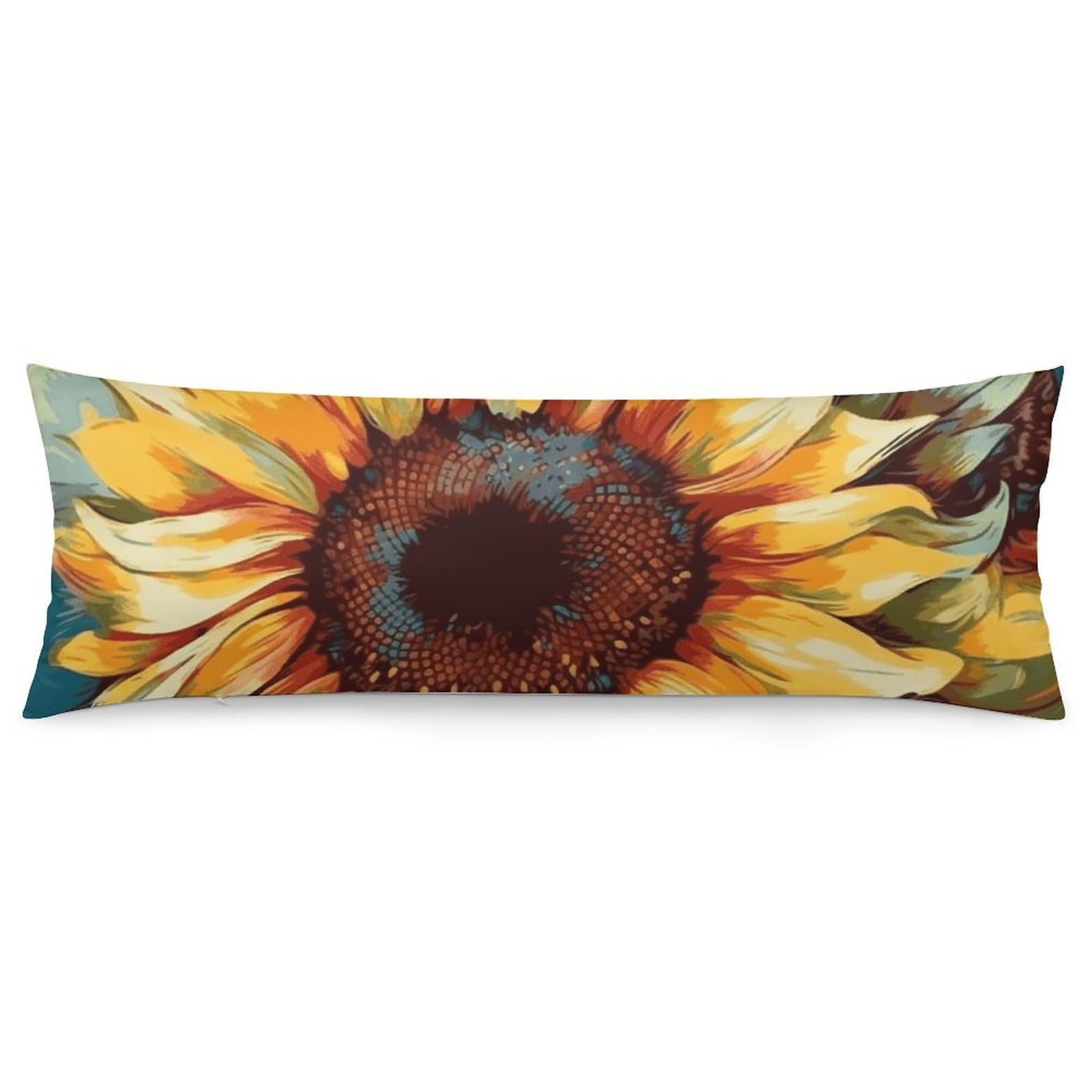 2 Pack Pillow Cases for Hair and Skin, Soft Breathable Pillow Case Covers with Hidden Zipper, Color Painting Sunflower Pillowcase 20"x54" Pillow Covers for Sleeping Gift