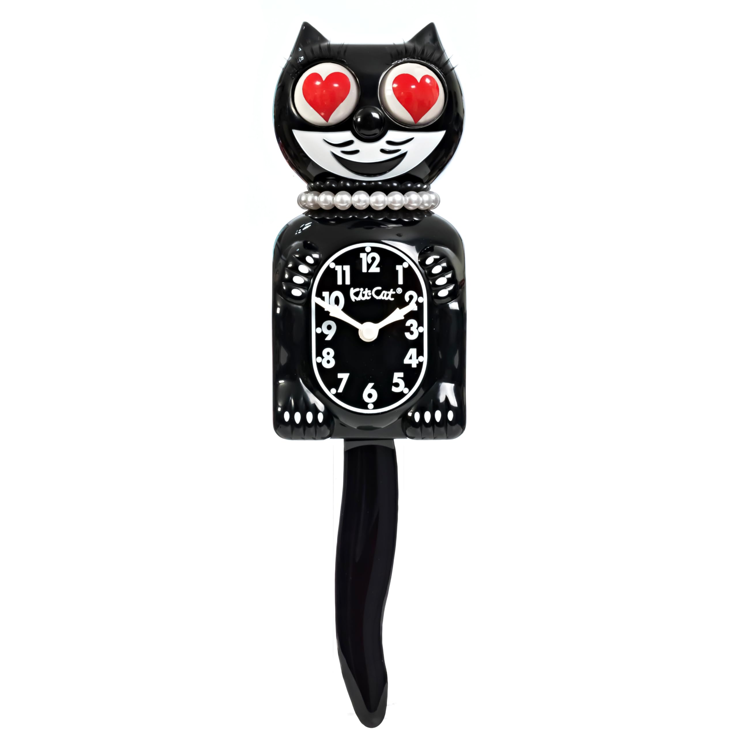 Kit-Cat Klock dame noire horloge yeux cœur décore un mur vide