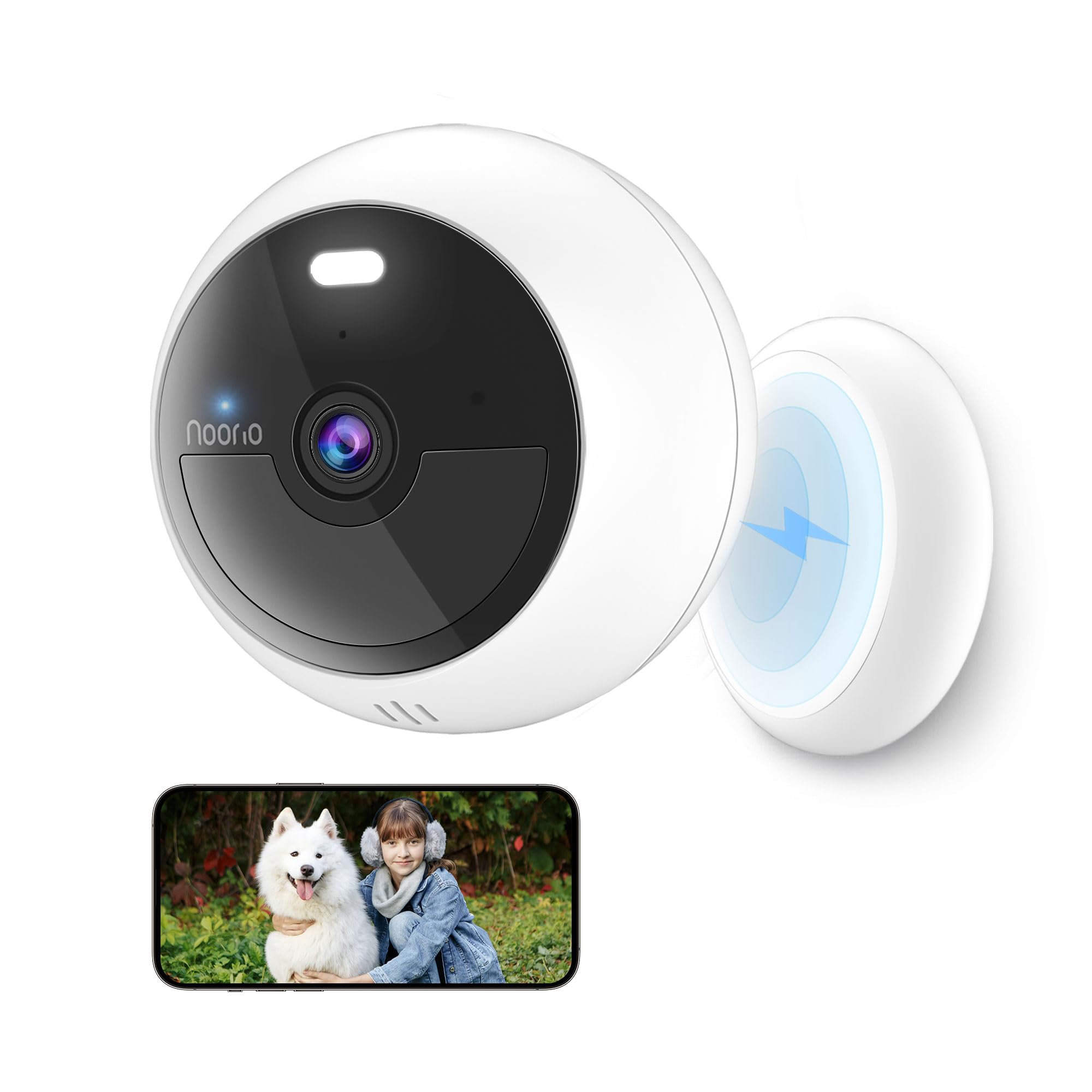 Noorio Wireless Security Camera with 1080P and 32GB Local Storage, Wireless Home Security Camera Battery Powered, Color Night Vision with Spotlight, Work with Alexa, Set up in Minutes B200