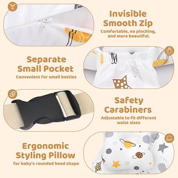 Nursing Pillow, Breastfeeding Pillows with Adjustable Waist Belt And Safety Fence, 3 in 1 Multifunctional Breast Feeding pillow Baby, Removable Cotton Cover Pregnancy pillow Gifts for Moms