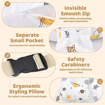 Nursing Pillow, Breastfeeding Pillows with Adjustable Waist Belt And Safety Fence, 3 in 1 Multifunctional Breast Feeding pillow Baby, Removable Cotton Cover Pregnancy pillow Gifts for Moms
