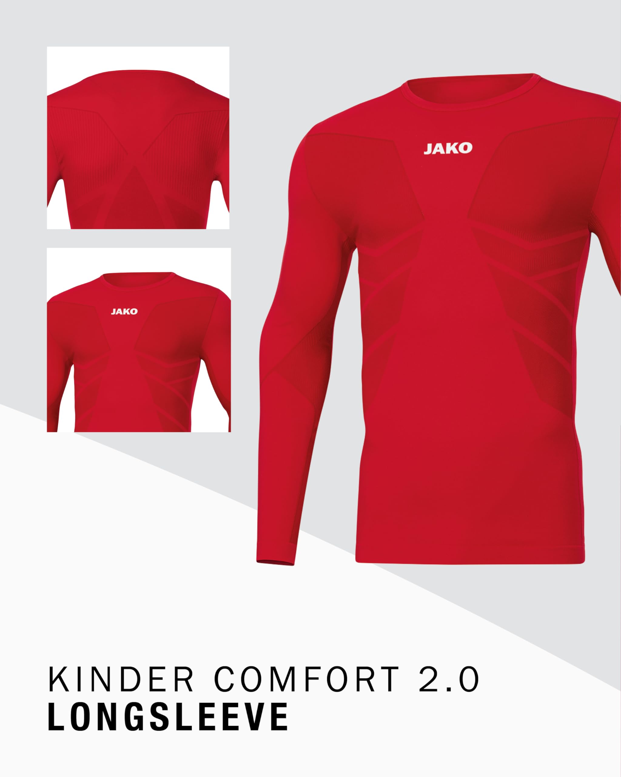 JAKO - Maillot Manches Longues Comfort 2.0, Mixte Enfant, Rouge Sport, 3XS