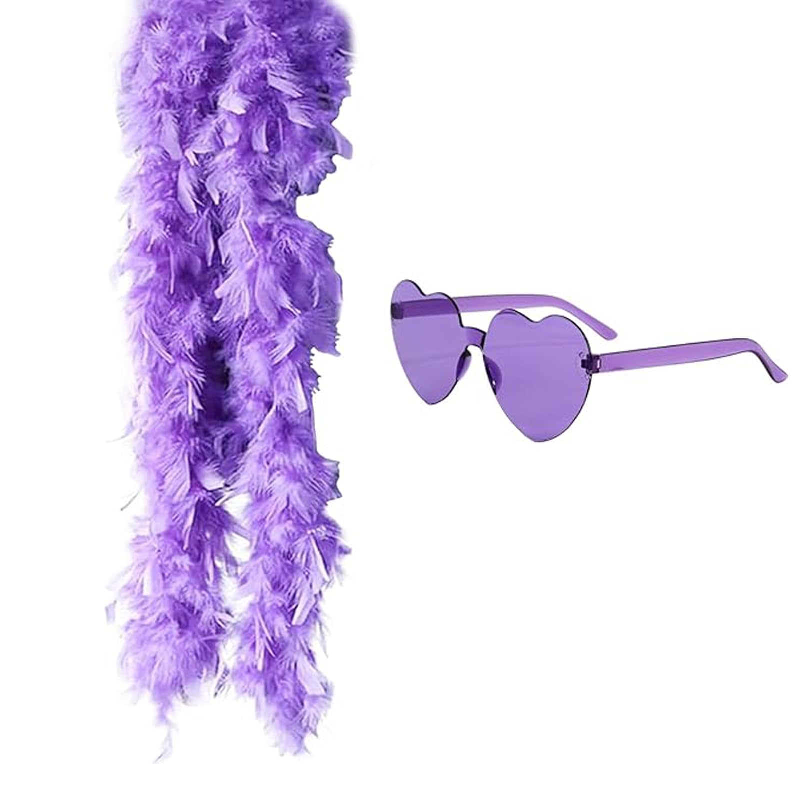 PonFxp Feather Boa, Feather Boas Multipack, 1 Pcs Purple Feather Scarf And 1Pcs Heart Eyes