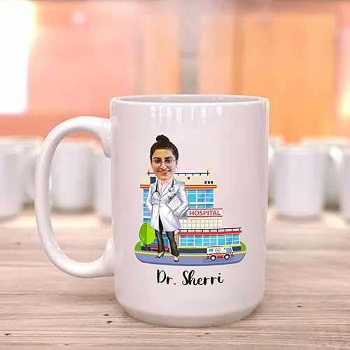Miniatura 4 de Taza de café personalizada con foto de doctor de 11 y 15 onzas, divertida taza de café de doctor regalo para agradecer a hombres, mujeres, cirujano,