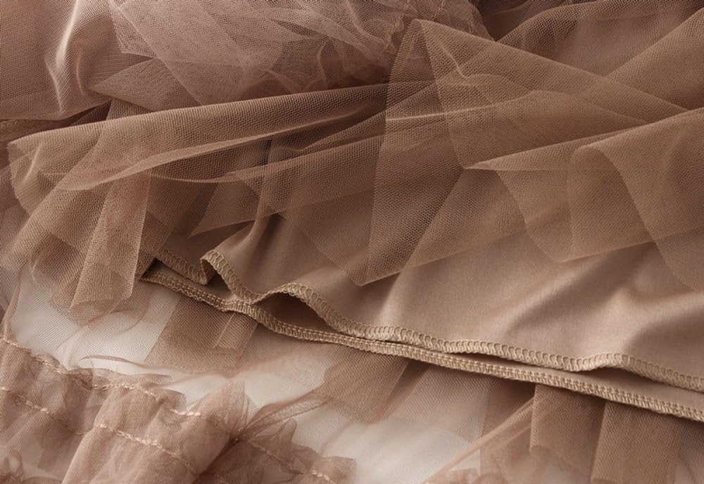 Damen-Maxirock Aus Tüll, Khaki, Mehrlagig, Rüschen-Mesh-Röcke, Eleganter Palast, Faltenrock, Midi, A-Linie, Großer Swing-Gaze-Rock, Party-Langrock Für Damen Und Mädchen
